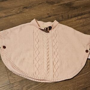 Hope & Henry Poncho Pink Blush Cable Knit Sweater Buckle Small Jacket